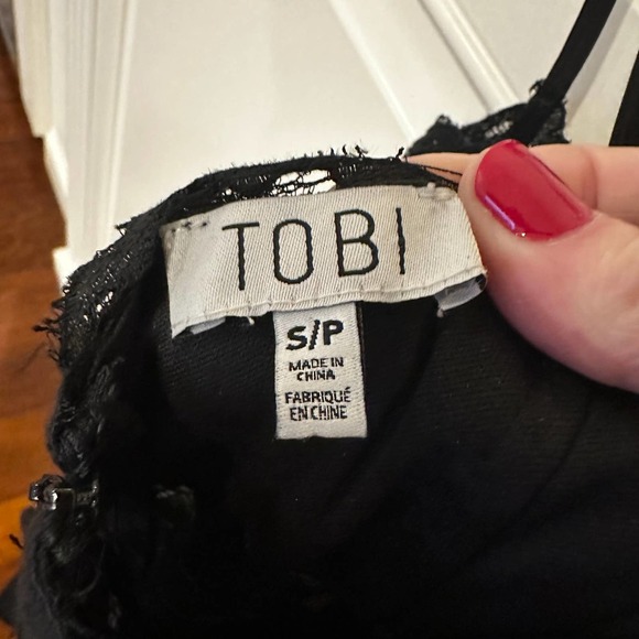 Tobi Women’s Black Lace Prom Formal Maxi Slip Dress High Slit - Picture 2 of 9